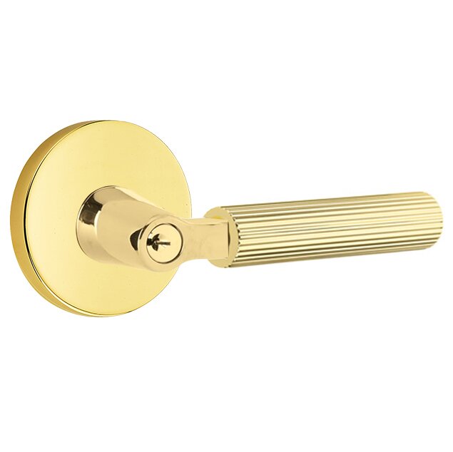 Emtek L Square Straight Knurled Key In Lever Lockset Single Cylinder with disk Rosette