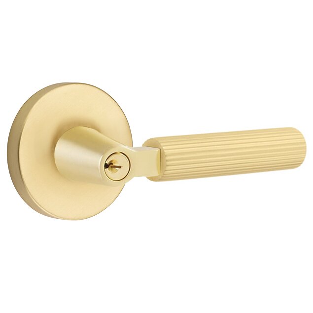 Emtek L Square Knurled Key In Lever Lockset Single Cylinder with disk Rosette