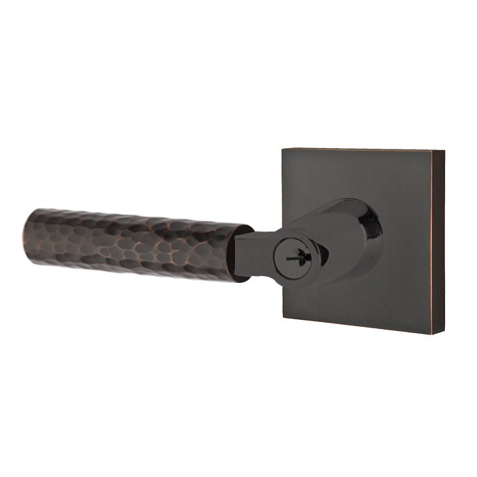 Emtek L Square hammered Key In Lever Lockset Dummy, Pair with Square Rosette