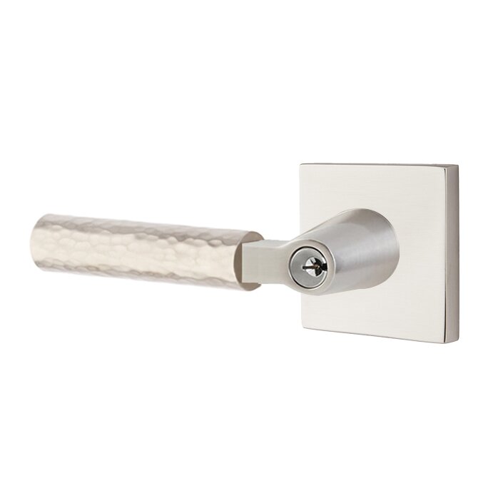 Emtek L Square Hammered Key In Lever Lockset Single Cylinder with Square Rosette