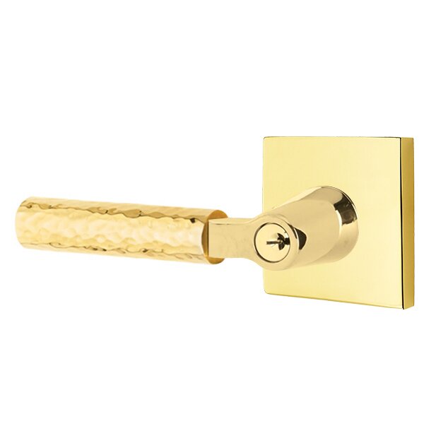 Emtek L Square Hammered Key In Lever Lockset Single Cylinder with Square Rosette