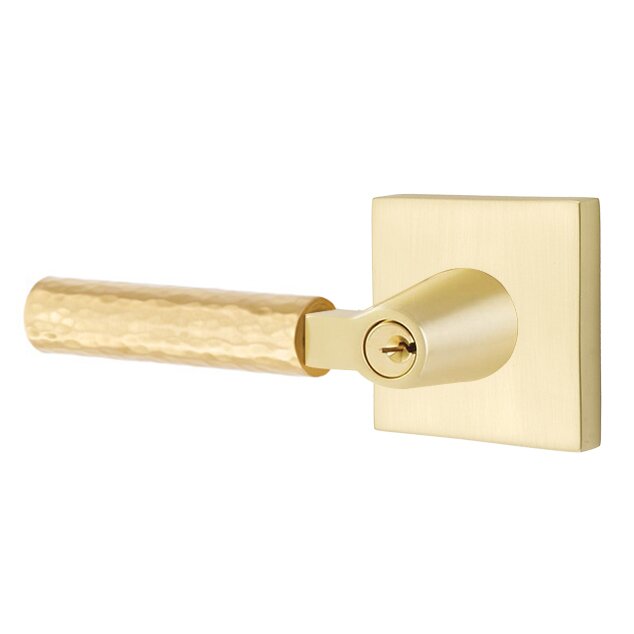 Emtek L Square Hammered Key In Lever Lockset Single Cylinder with Square Rosette