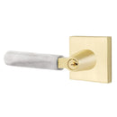 Emtek L Square white marble Key In Lever Lockset Dummy, Pair with Square Rosette