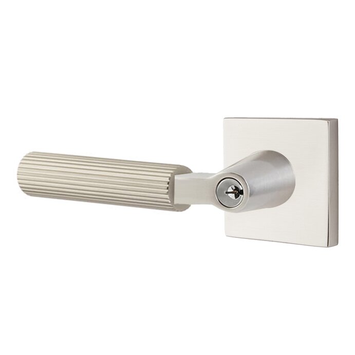 Emtek L Square straight knurled Key In Lever Lockset Dummy, Pair with Square Rosette