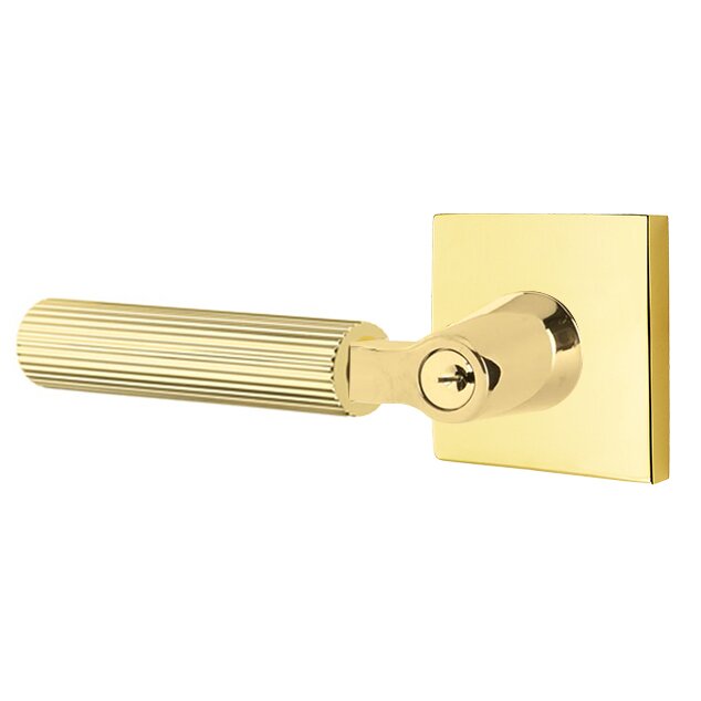Emtek L Square straight knurled Key In Lever Lockset Dummy, Pair with Square Rosette