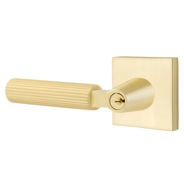 Emtek L Square straight knurled Key In Lever Lockset Dummy, Pair with Square Rosette