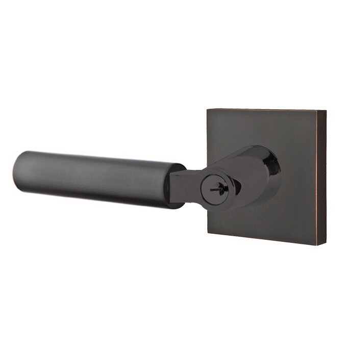 Emtek L Square Smooth Key In Lever Lockset Single Cylinder with Square Rosette