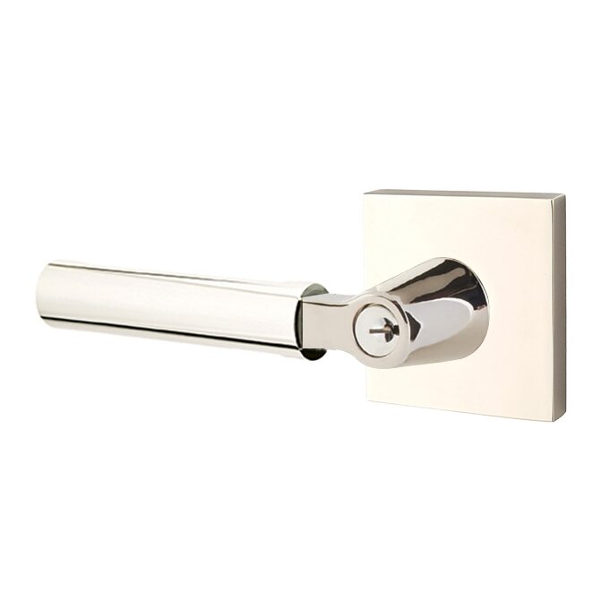 Emtek L Square Smooth Key In Lever Lockset Single Cylinder with Square Rosette