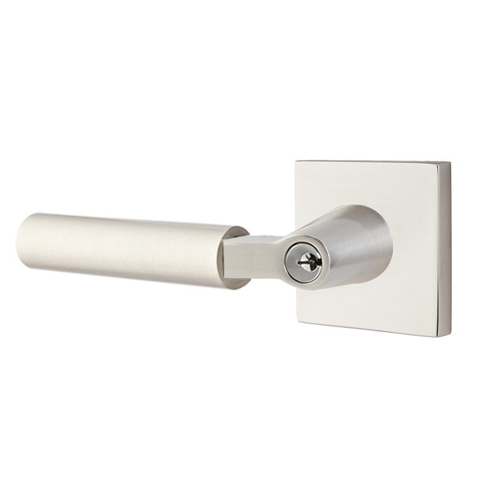 Emtek L Square Smooth Key In Lever Lockset Single Cylinder with Square Rosette