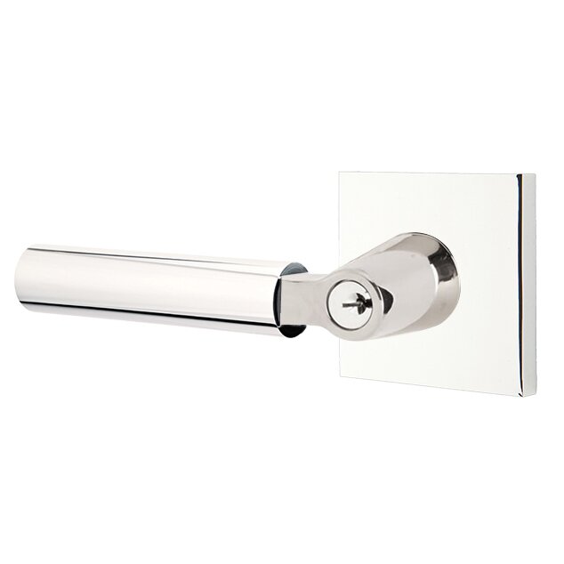 Emtek L Square Smooth Key In Lever Lockset Single Cylinder with Square Rosette