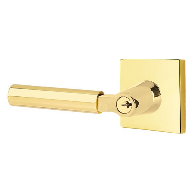 Emtek L Square Smooth Key In Lever Lockset Single Cylinder with Square Rosette