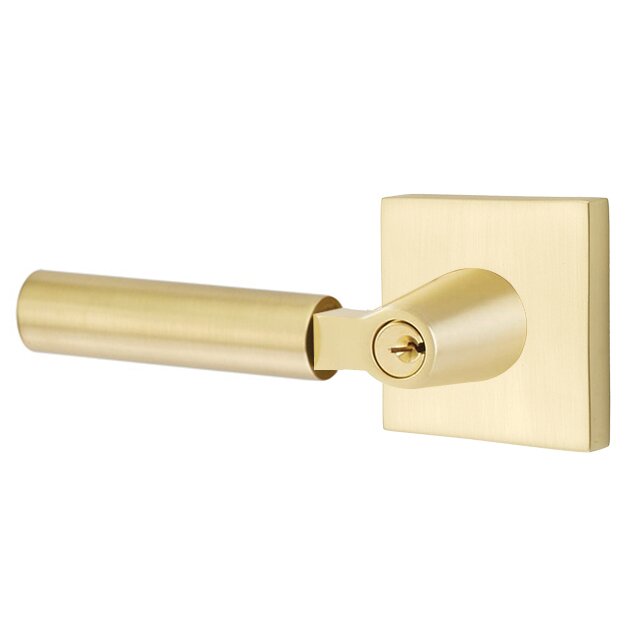 Emtek L Square Smooth Key In Lever Lockset Single Cylinder with Square Rosette