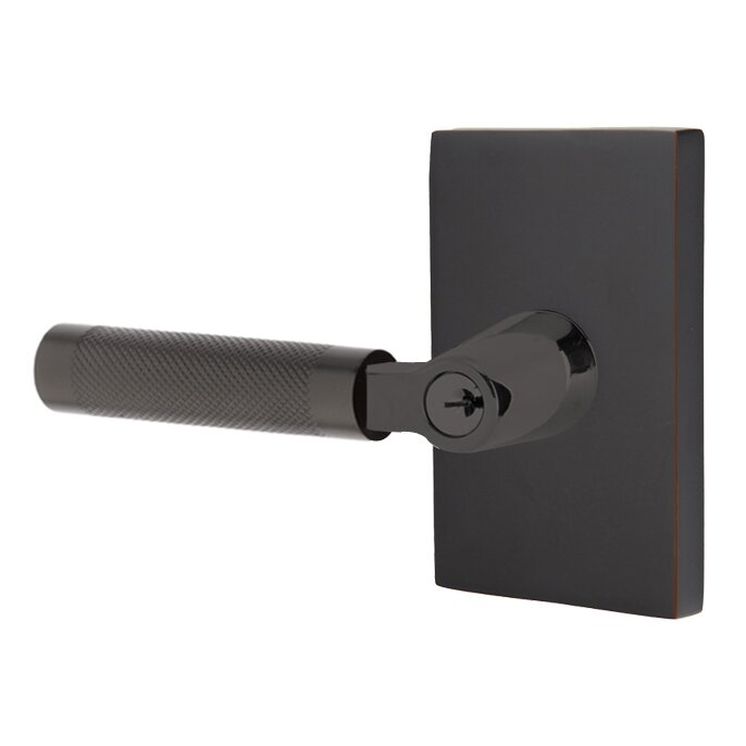 Emtek L Square Knurled Key In Lever Lockset Dummy, Pair with Modern Rectangular Rosette