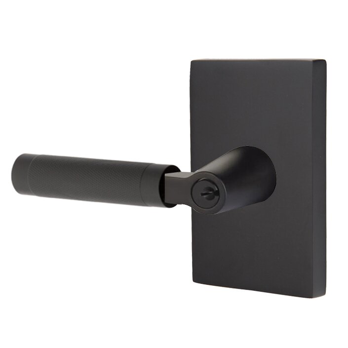 Emtek L Square Knurled Key In Lever Lockset Dummy, Pair with Modern Rectangular Rosette