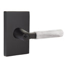 Emtek L Square White Marble Key In Lever Lockset Dummy, Pair with Modern Rectangular Rosette