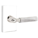 Emtek L Square White Marble Key In Lever Lockset Single Cylinder with Modern Rectangular Rosette