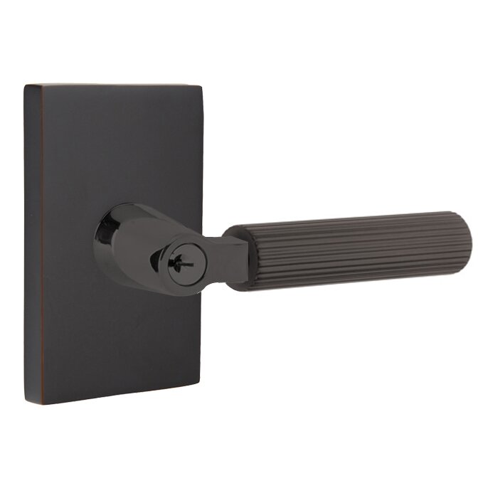 Emtek L Square Straight knurled Key In Lever Lockset Dummy, Pair with Modern Rectangular Rosette