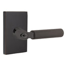 Emtek L Square Straight Knurled Key In Lever Lockset Single Cylinder with Modern Rectangular Rosette