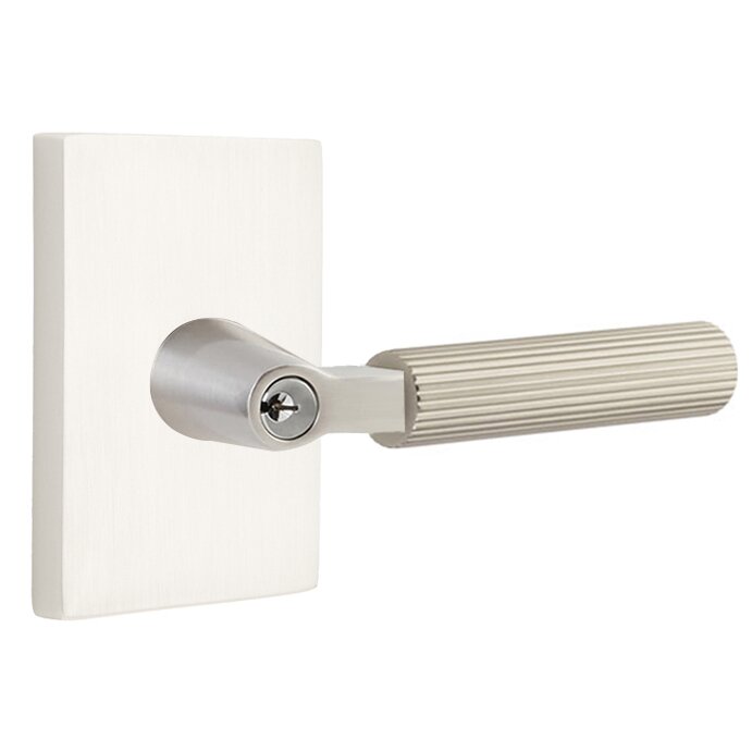 Emtek L Square Straight knurled Key In Lever Lockset Dummy, Pair with Modern Rectangular Rosette