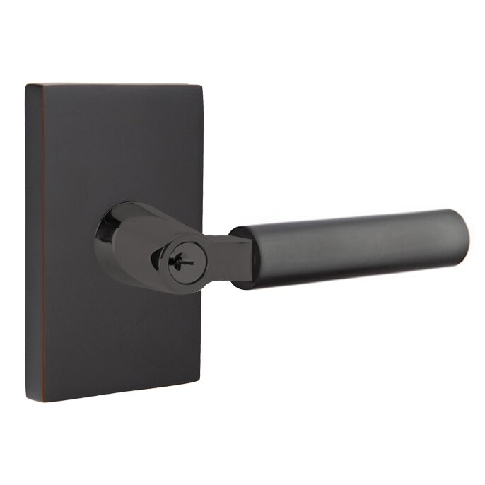 Emtek L Square smooth Key In Lever Lockset Dummy, Pair with Modern Rectangular Rosette