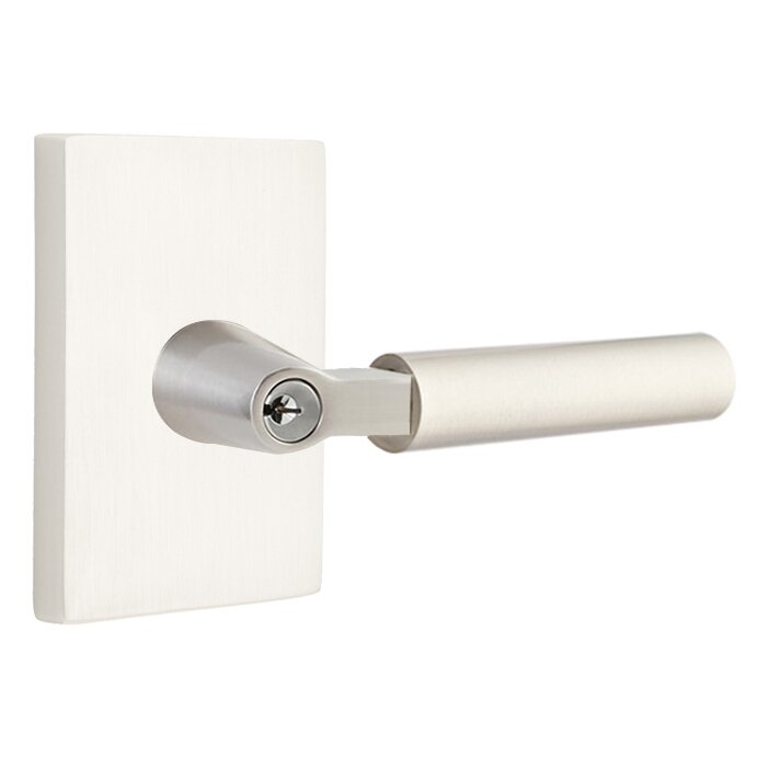 Emtek L Square smooth Key In Lever Lockset Dummy, Pair with Modern Rectangular Rosette