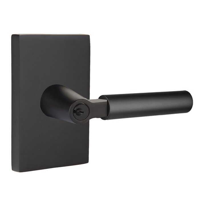 Emtek L Square smooth Key In Lever Lockset Dummy, Pair with Modern Rectangular Rosette