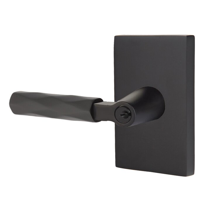 Emtek L Square Tribeca Key In Lever Lockset Single Cylinder with Modern Rectangular Rosette
