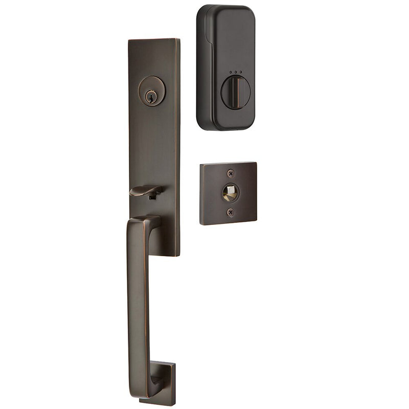 Emtek Single Cylinder Davos Handleset EMPowered Motorized Smart Lock Upgrade With Hermes Lever