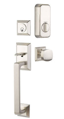 Emtek Single Cylinder Transitional Heritage Sectional Handleset EMPowered Motorized Smart Lock Upgrade With Select L-Square Faceted Lever
