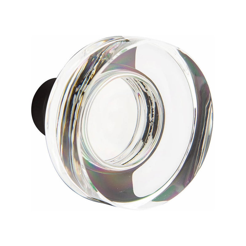 Emtek Brighton Tubular Handleset with Modern Disc Glass Knob