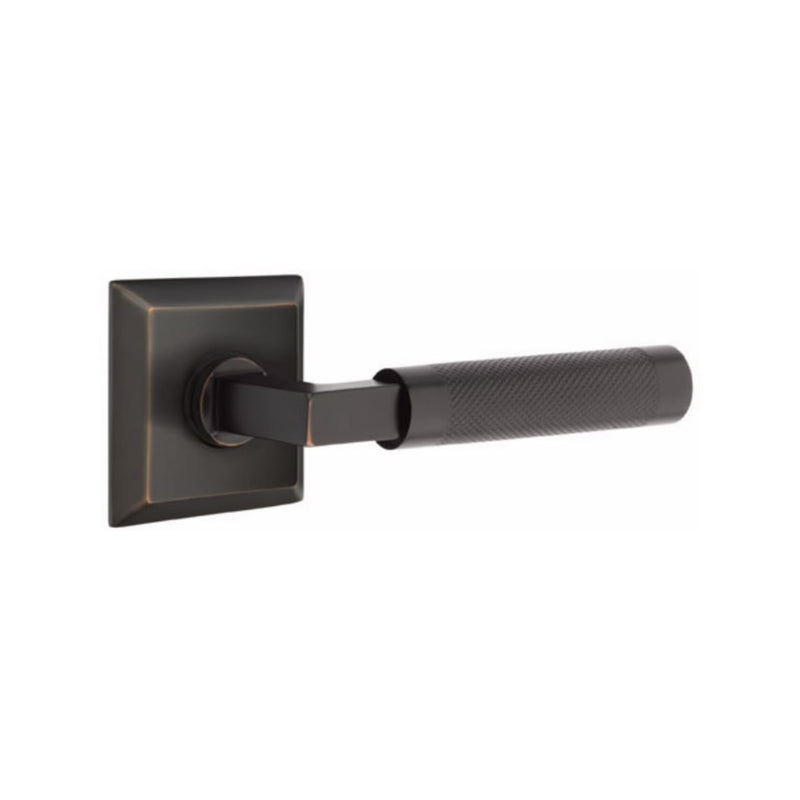 Emtek Select L-Square Knurled Lever Concealed Screws with Quincy Rosette