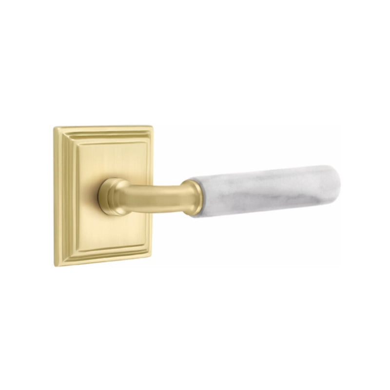 Emtek Select R-BAR White Marble Lever with Wilshire Rosette