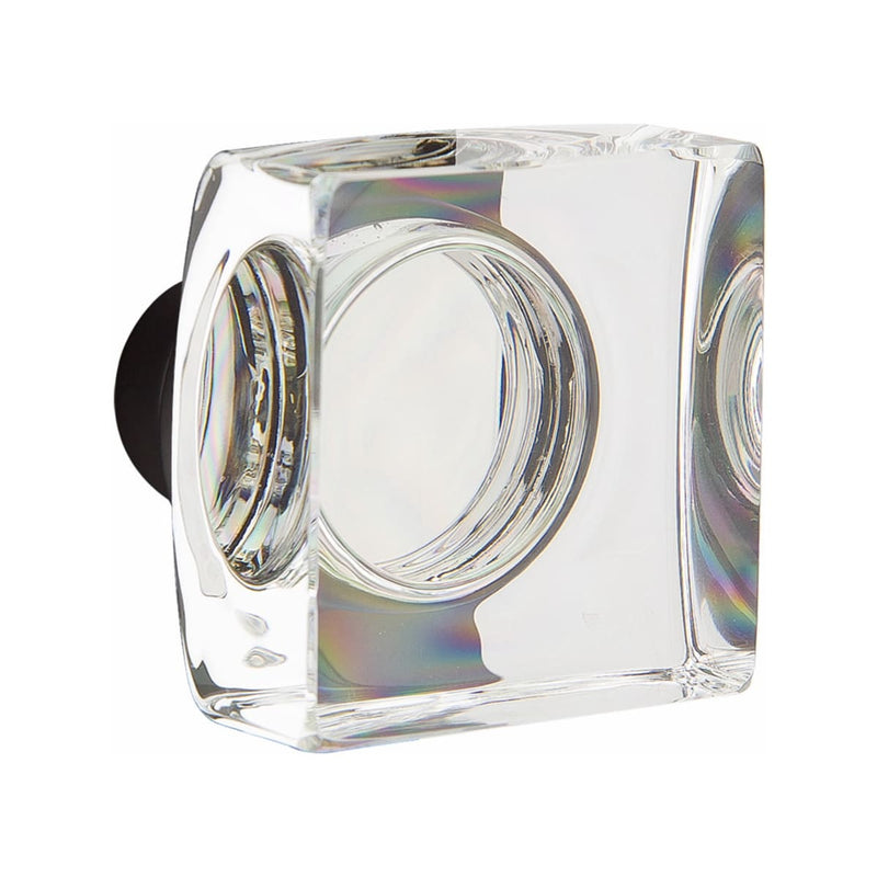 Emtek F20 Function Lugano Mortise Handleset with Modern Square Glass Knob