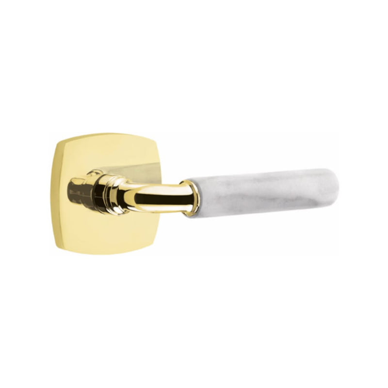 Emtek Select R-BAR White Marble Lever Concealed Screws with Urban Modern Rosette
