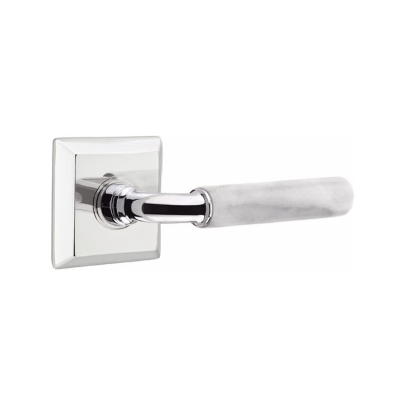 Emtek Select R-BAR White Marble Lever with Quincy Rosette