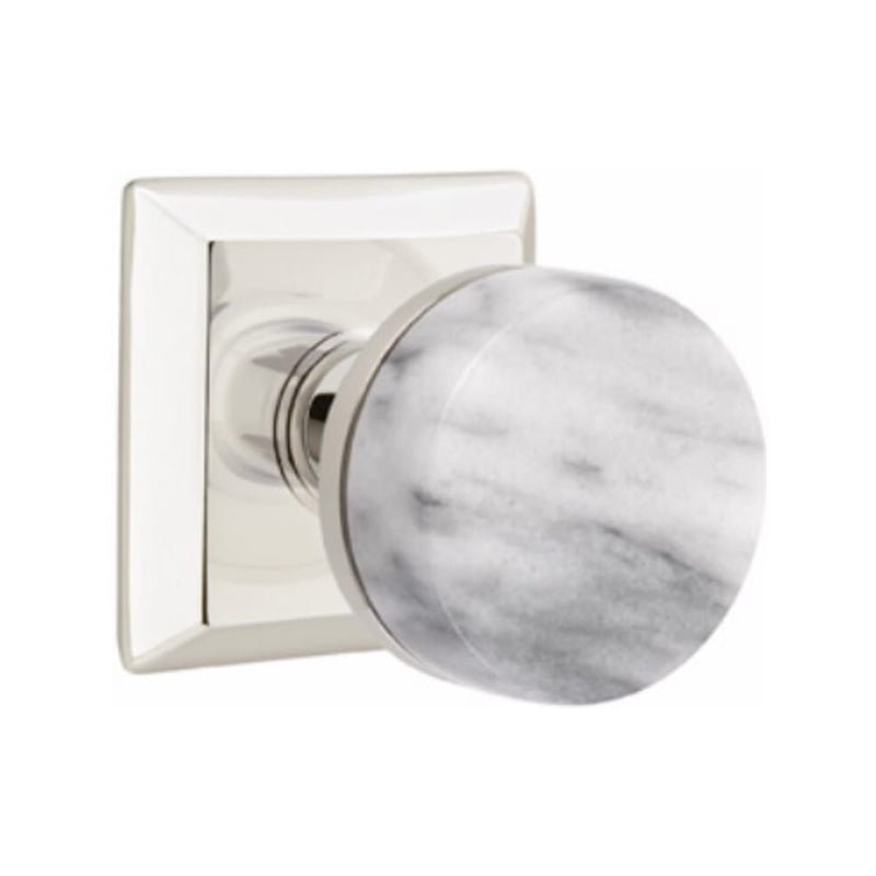 Emtek Select Conical White Marble Knob with Quincy Rosette