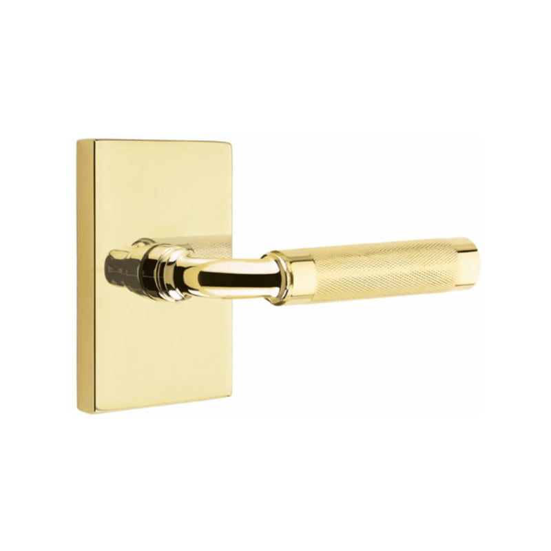 Emtek Select R-BAR Knurled Lever Concealed Screws  with Modern Rectangular Rosette