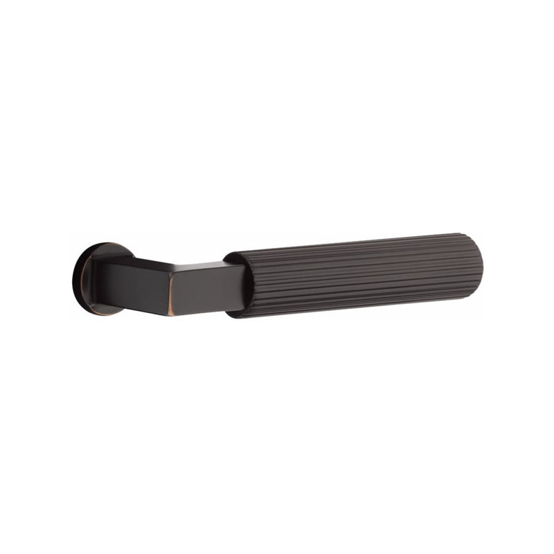 Emtek Hamden Brass Tubular Entry set with Select L-Square Straight Knurled Lever