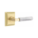 Emtek Select L-Square White Marble Lever Concealed Screws with Wilshire Rosette