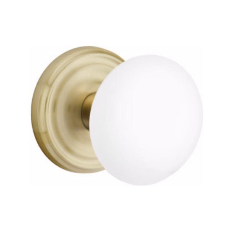 Emtek Brass Rosette Ice White Knob With Regular Rosette