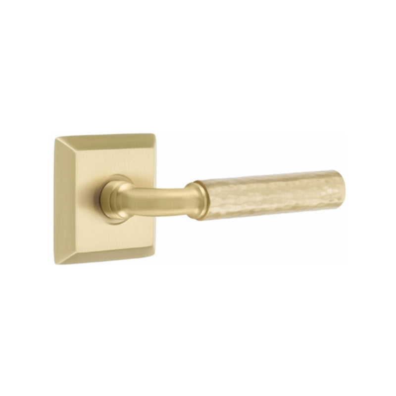 Emtek Select R-BAR Hammered Lever Concealed Screws with Quincy Rosette