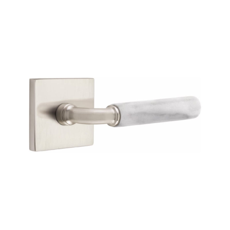 Emtek Select R-BAR White Marble Lever Concealed Screws with Square Rosette