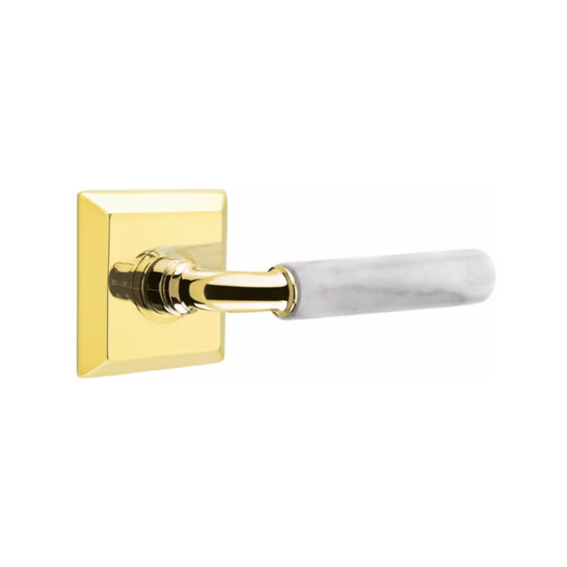 Emtek Select R-BAR White Marble Lever with Quincy Rosette