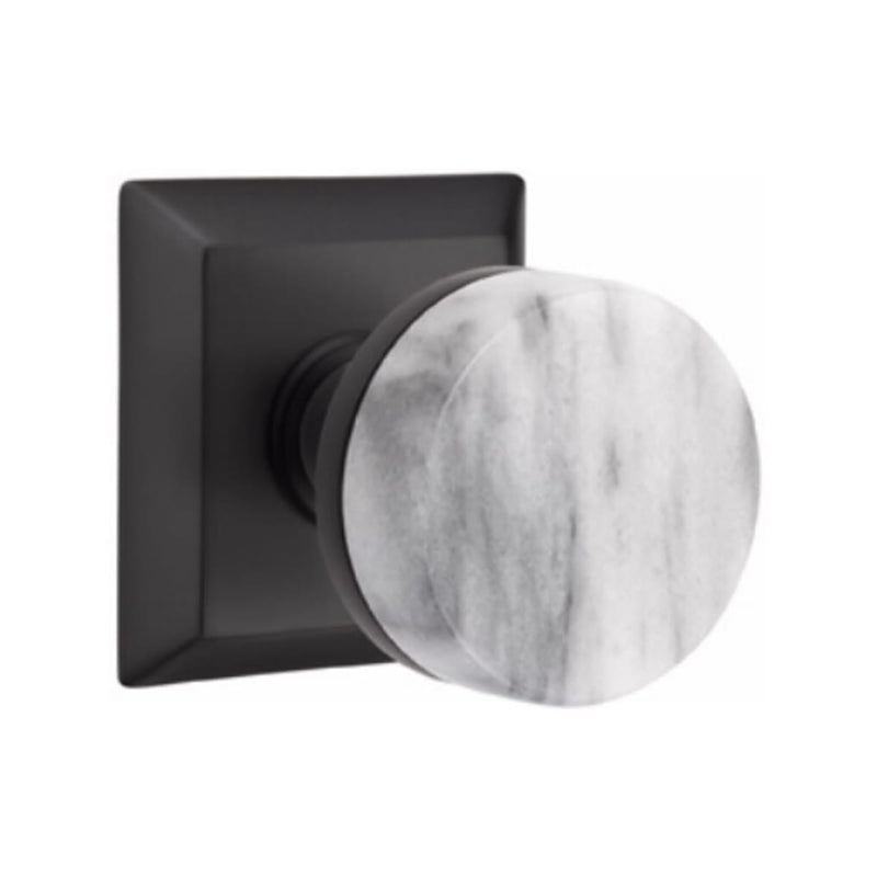 Emtek Select Conical White Marble Knob with Quincy Rosette