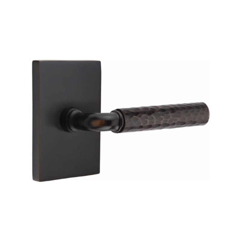 Emtek Select R-BAR Hammered Lever with Modern Rectangular Rosette