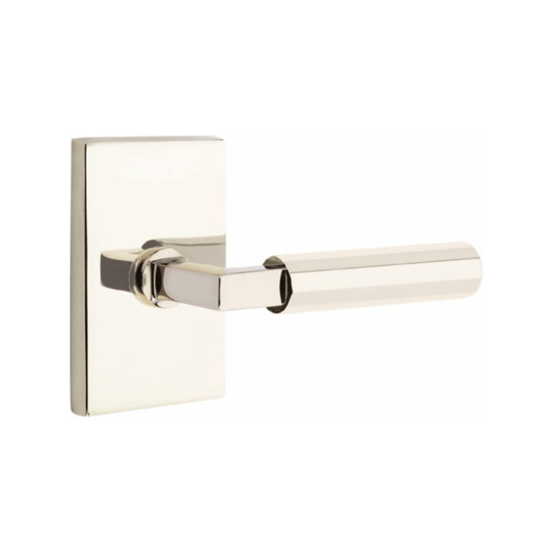Emtek Select L-Square Faceted Lever Concealed Screws with Modern Rectangular Rosette