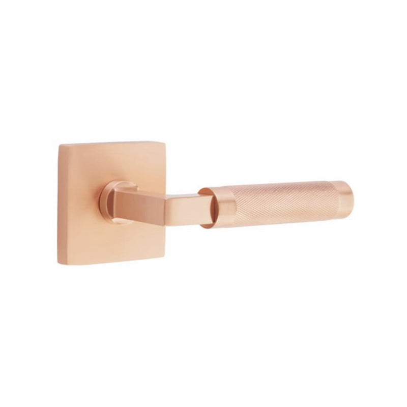 Emtek Select L-Square Knurled Lever Concealed Screws with Square Rosette
