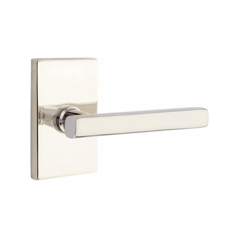 EMTEK Freestone Lever Concealed Screws with Modern Rectangular Rosette