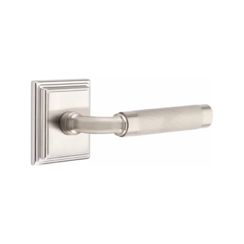 Emtek Select R-BAR Knurled Lever Concealed Screwswith Wilshire Rosette
