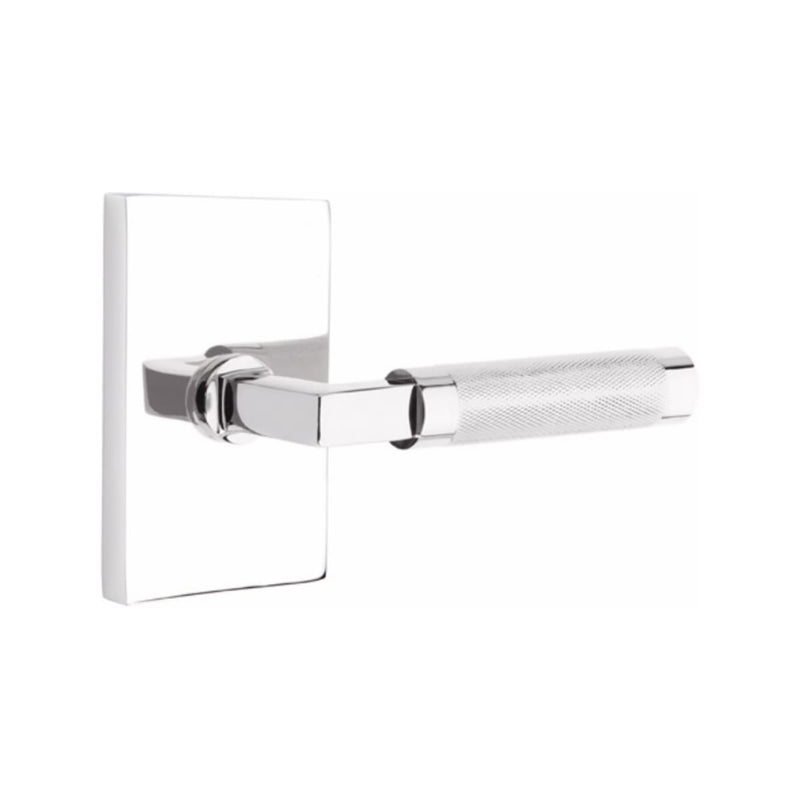 Emtek Select L-Square Knurled Lever Concealed Screws with Modern Rectangular Rosette